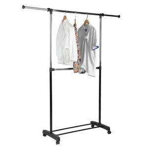 2 Tier Rolling Garment Tracks Clothing Rack